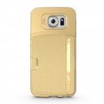 Wholesale Samsung Galaxy S6 Edge Credit Card Fiber Hybrid Case (Champagne Gold)